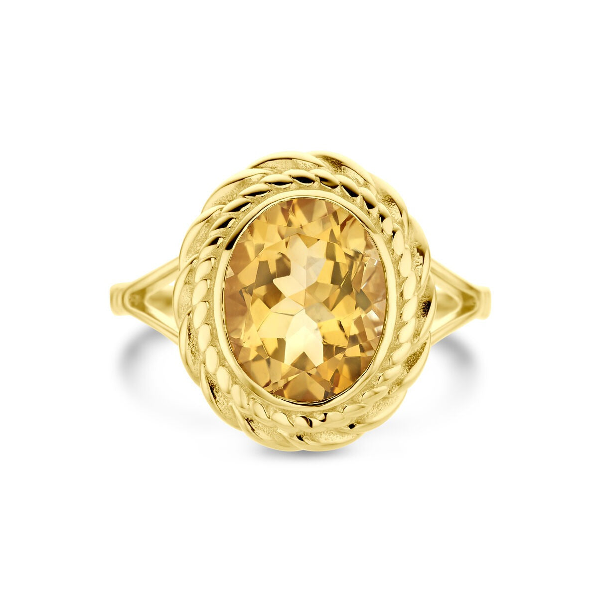 Anillo de oro 14k con citrino – forma de talla briolette