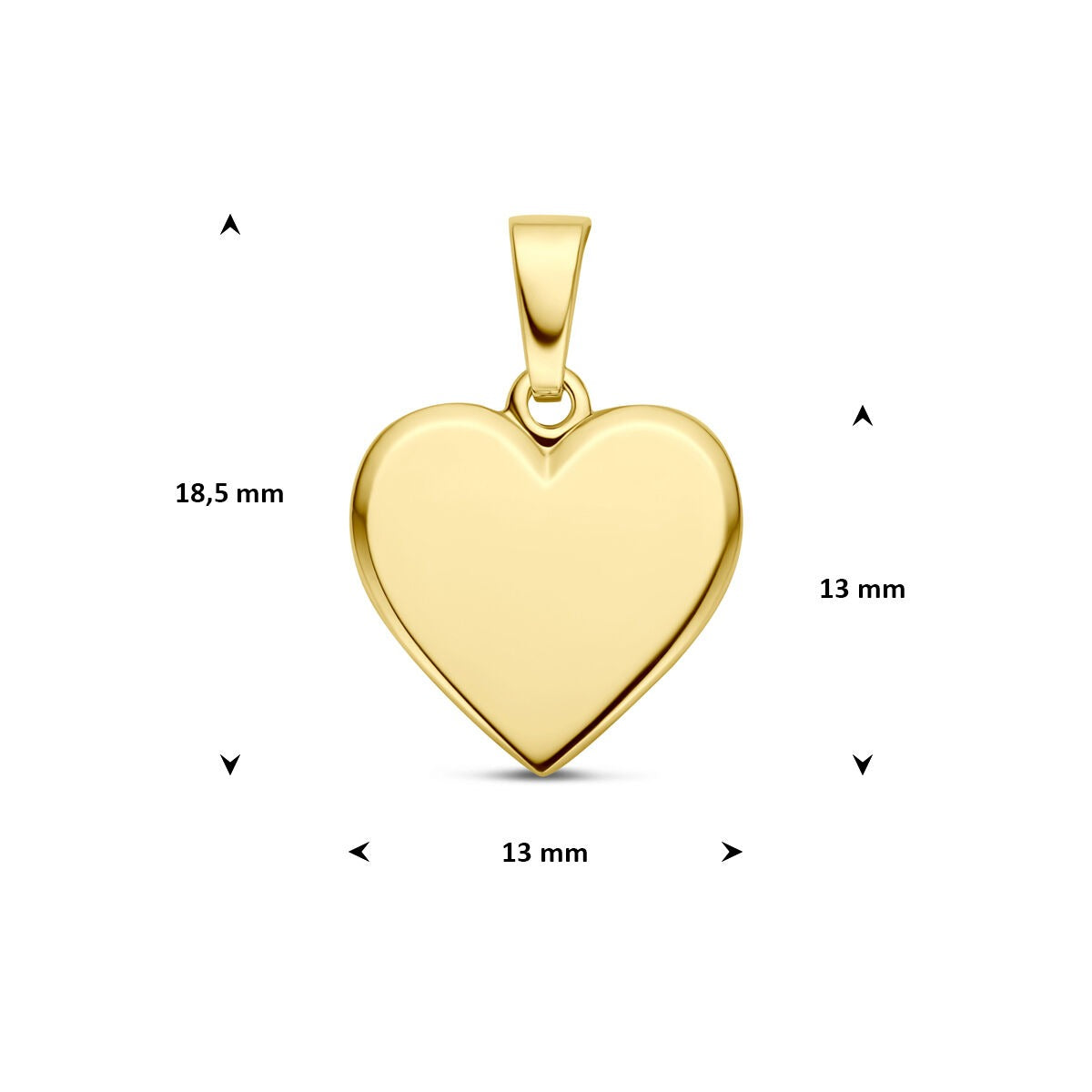 colgante de grabado en oro amarillo de 9k con corazón