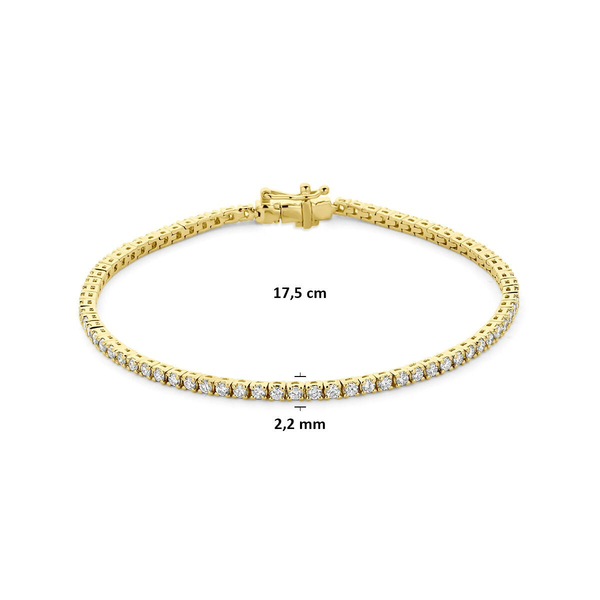 Pulsera de tenis chapada en oro de plata 925 con diamante cultivado en laboratorio