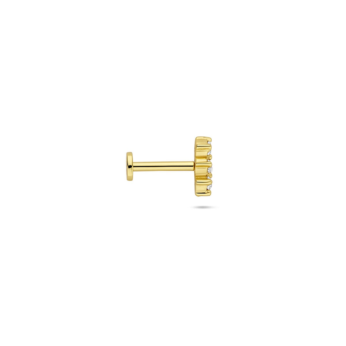 Piercing chapado en oro de plata 925 con fila de circonitas
