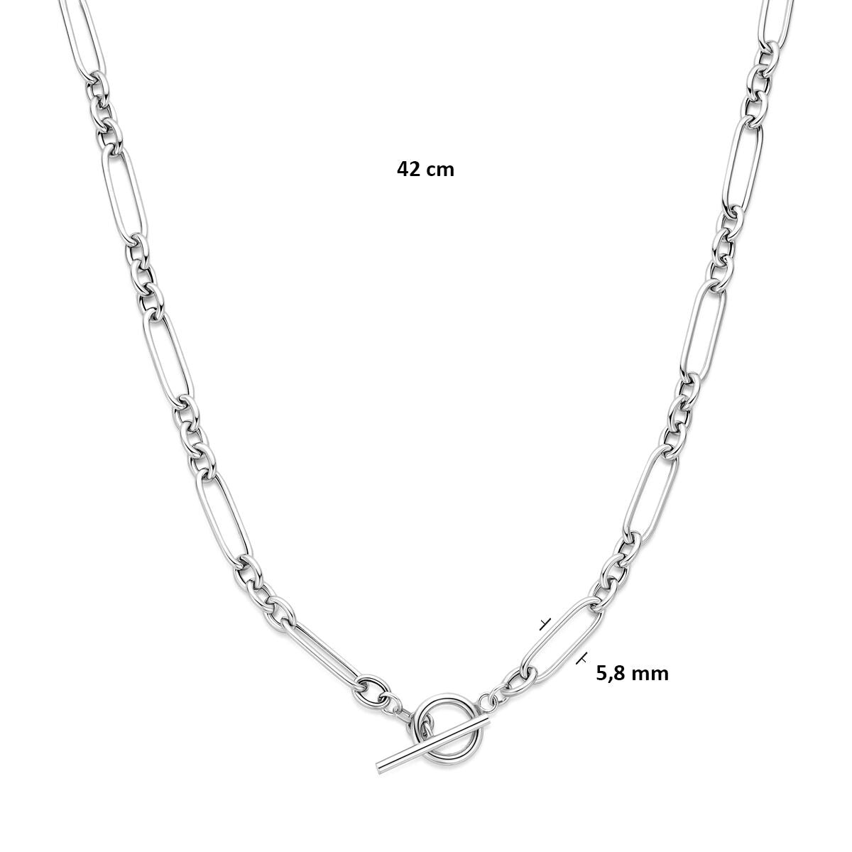 Collar de eslabones de plata rodiada ancla