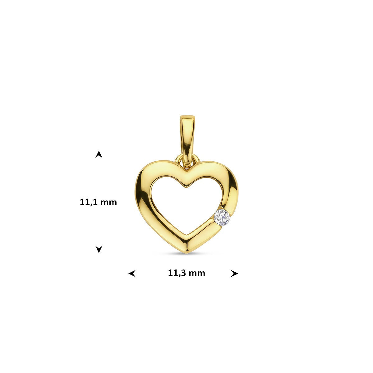 colgante de oro amarillo con corazón y circonitas – 14k