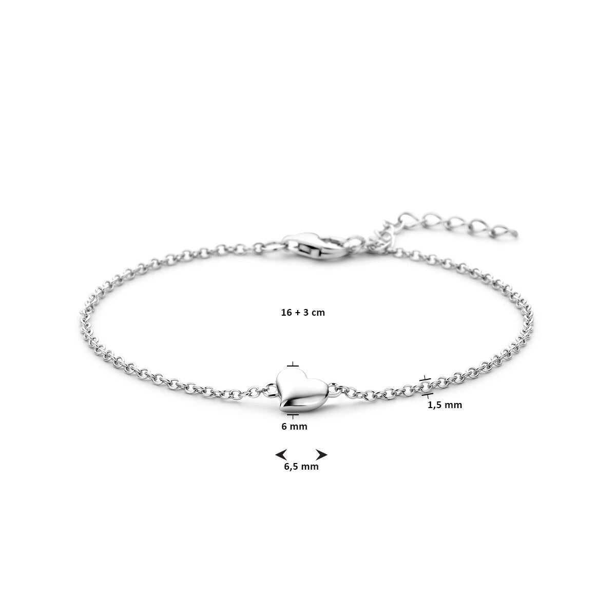 Pulsera de plata con corazón – plata 925 rodiada
