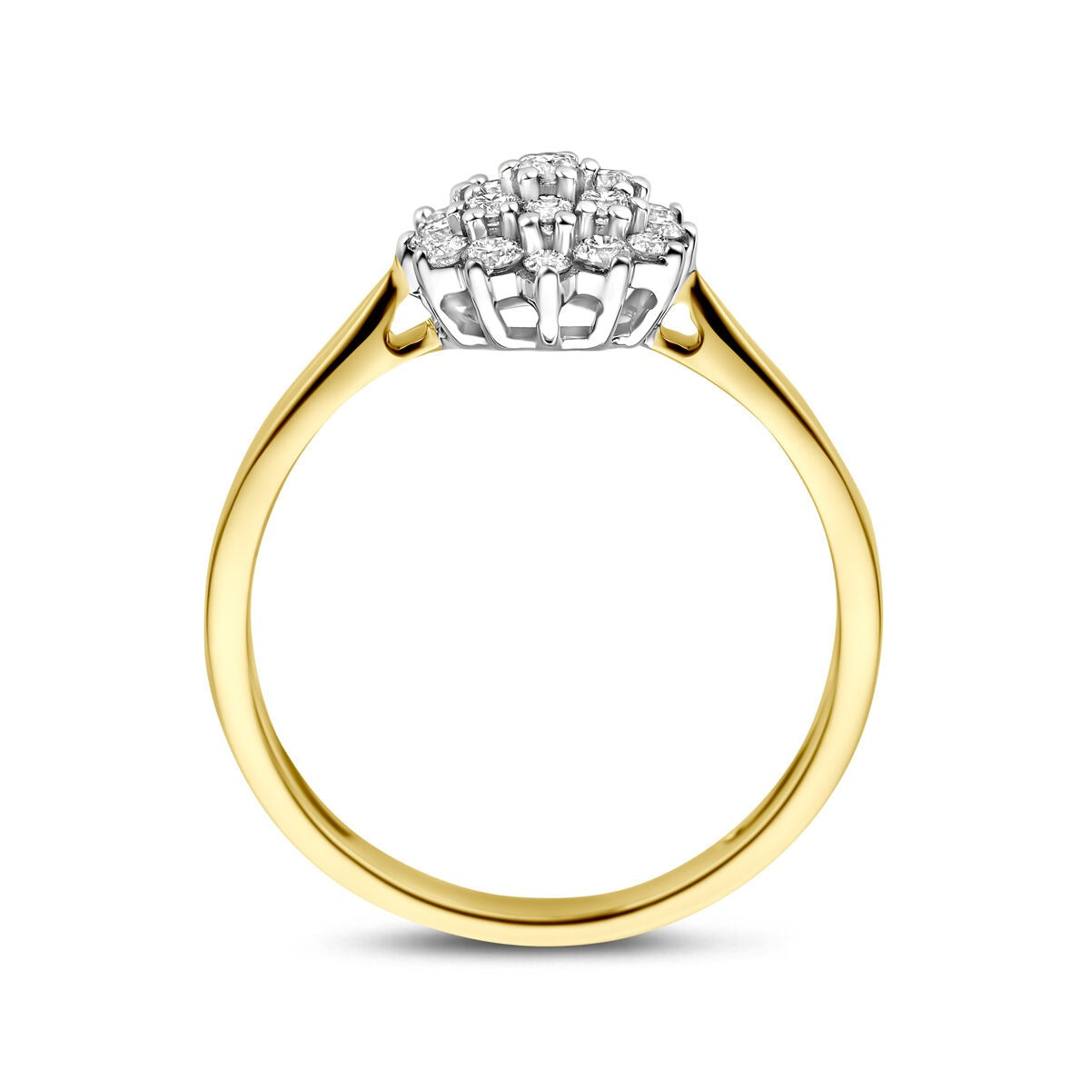 anillo de oro bicolor amarillo y oro blanco con diamante cultivado en laboratorio de 0.33ct
