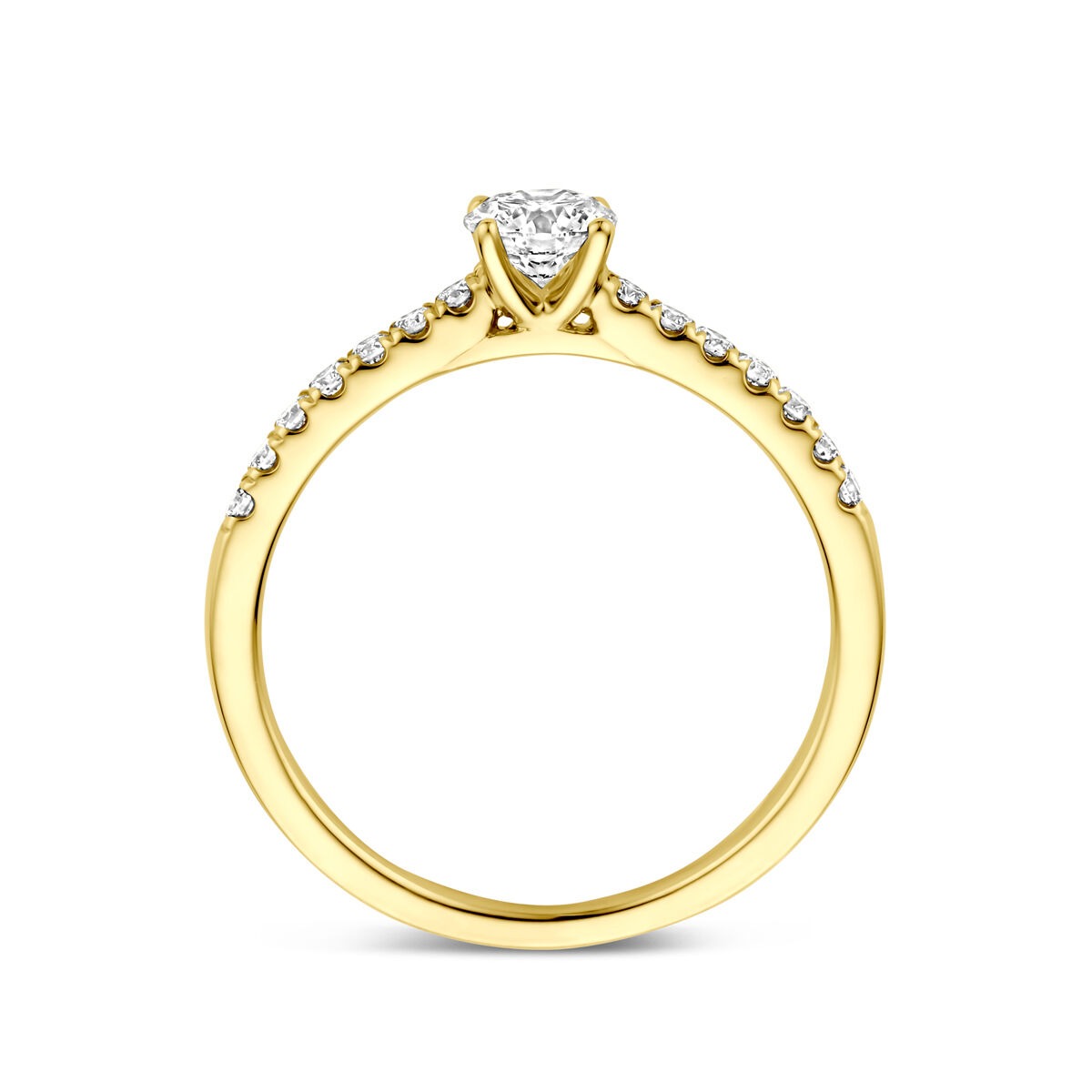 Anillo de oro 14k con diamante cultivado en laboratorio - forma de corte brillante