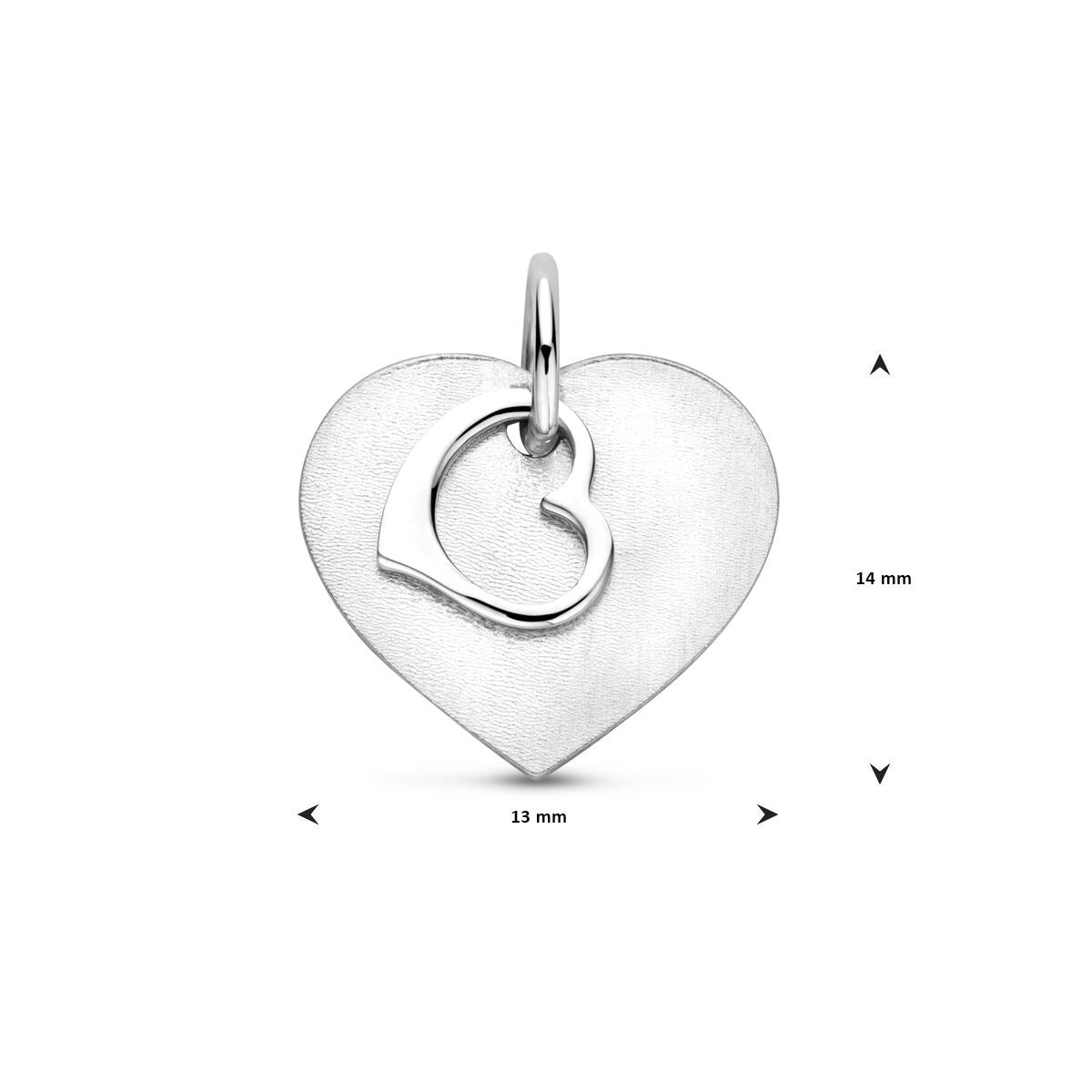 Colgante de grabado en forma de corazón de plata – plata 925 rodiada, mate y pulido