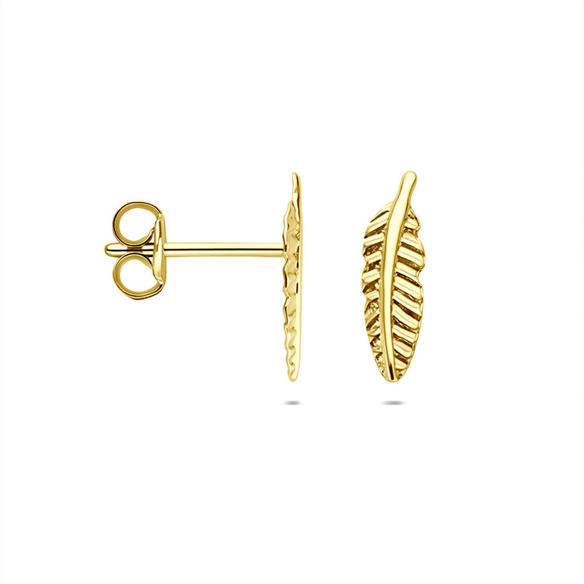 Pendientes de botón en forma de resorte de oro amarillo de 9k