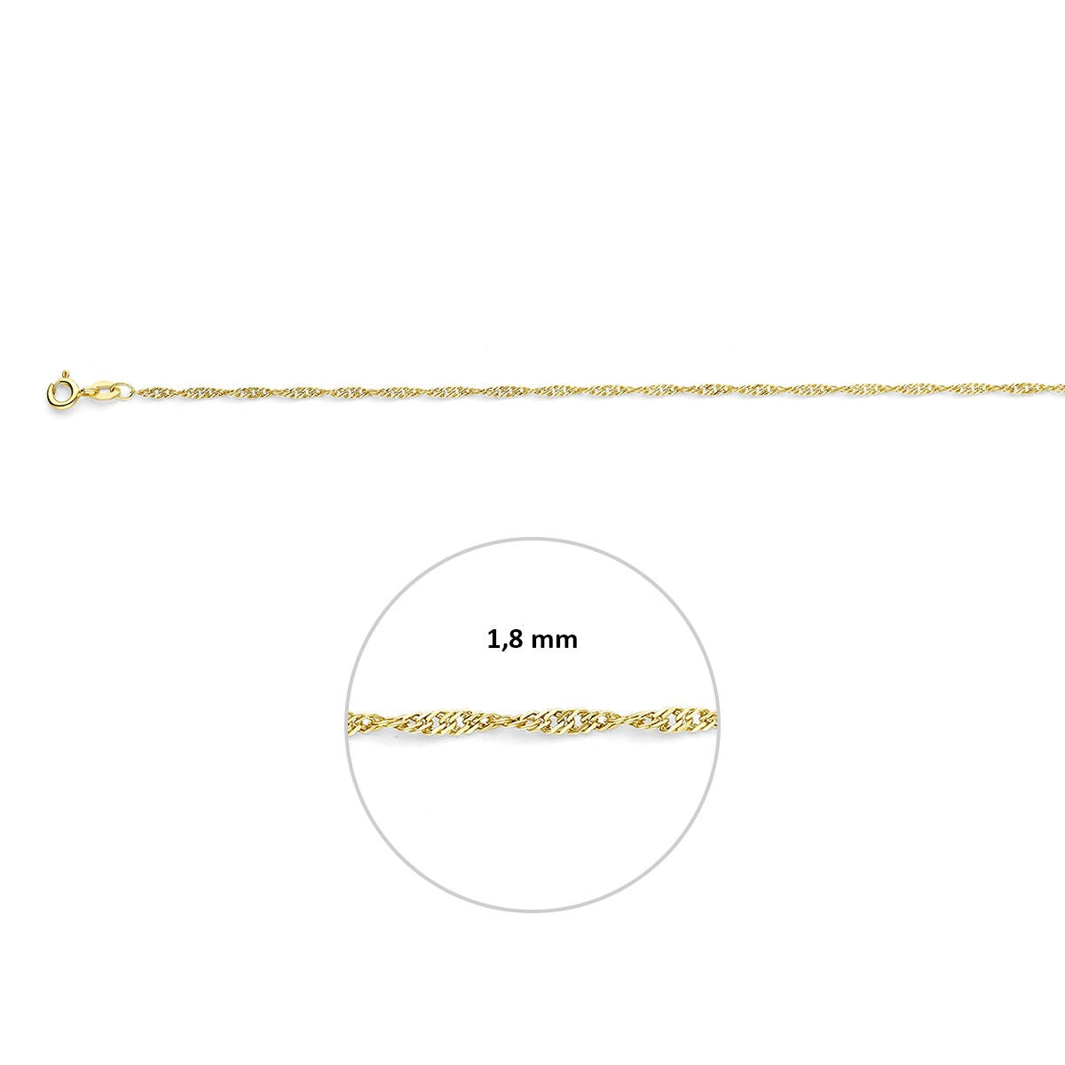 Collar de mujer en oro amarillo de 9k con eslabones de Singapur – 1,8 mm de ancho