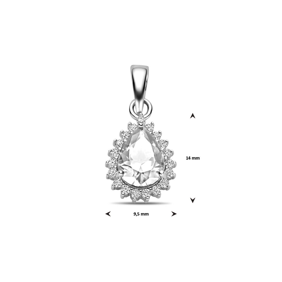 Colgante de plata – zirconia en forma de pera en entorno