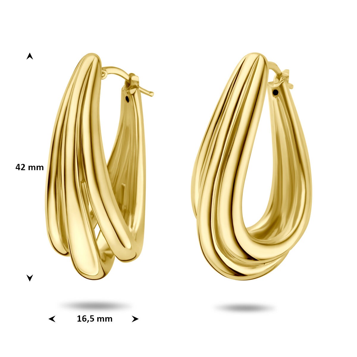 Aros chapados en oro 925 de plata 42 x 16,5 mm de mujer