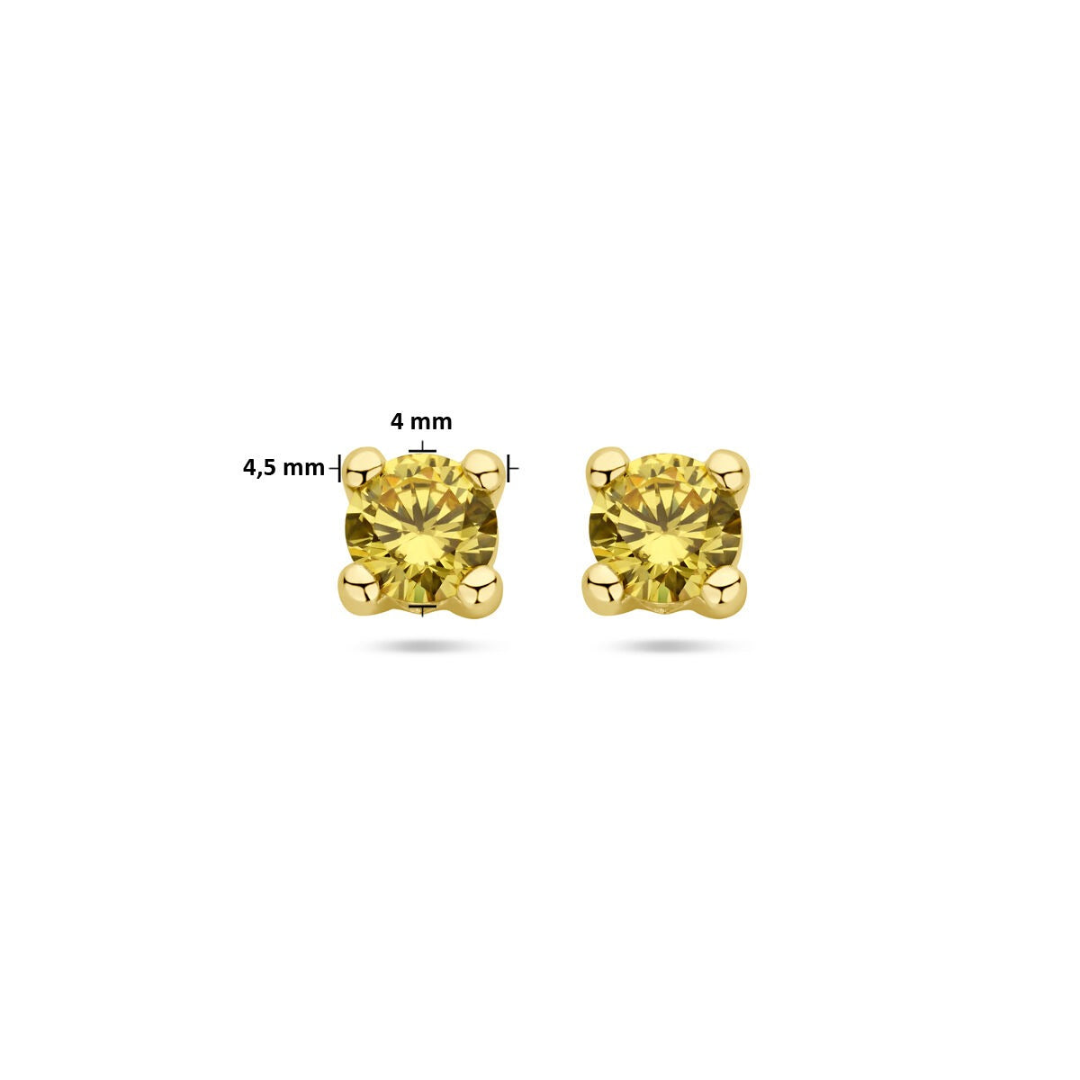 Pendientes de botón de oro amarillo con citrino sintético.