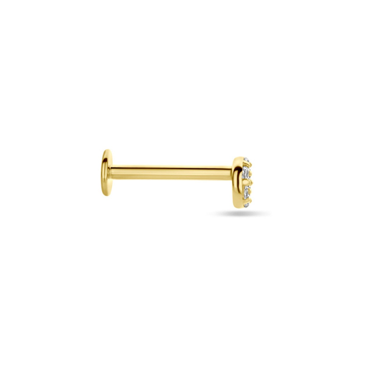 piercing de oro amarillo plano con pavé de circonitas 3,5 mm