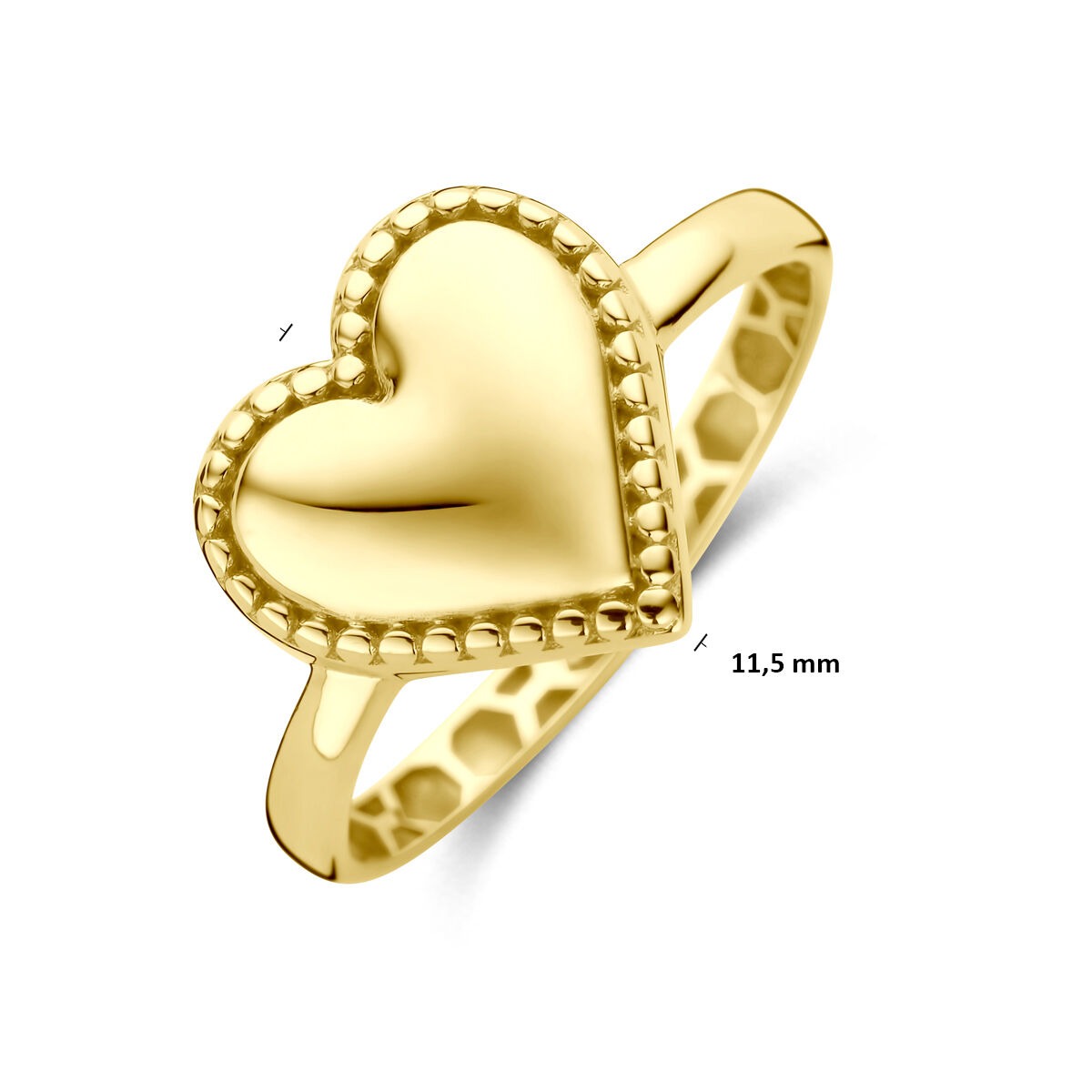 anillo de oro amarillo de 14k con corazón
