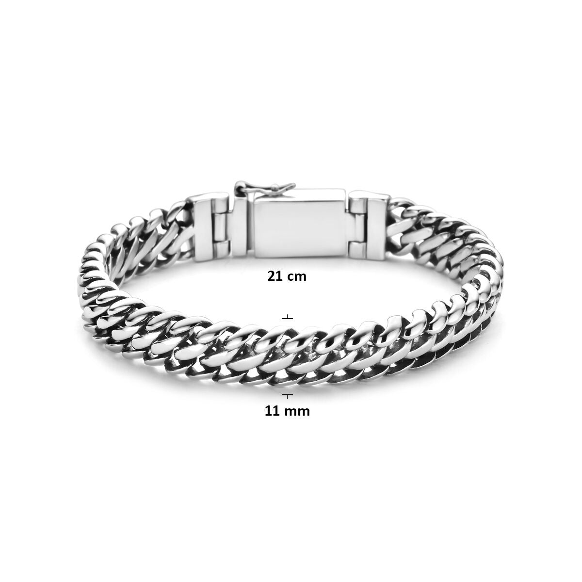 Pulsera de hombre de plata oxidada – eslabón gourmet doble 11 mm