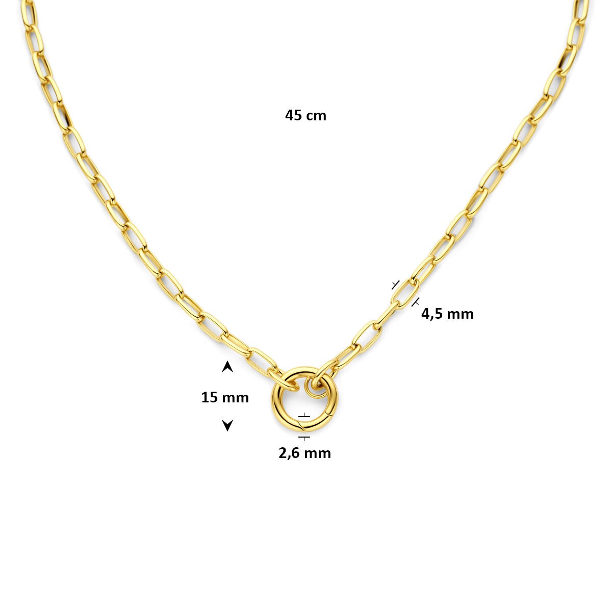 Collar chapado en oro amarillo con eslabones tipo paperclip – diseño Closed Forever