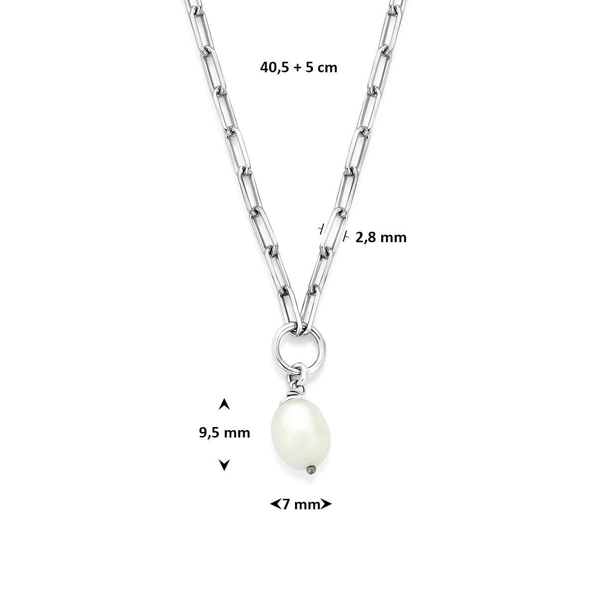 Collar de plata 925 rodiado con perla de agua dulce