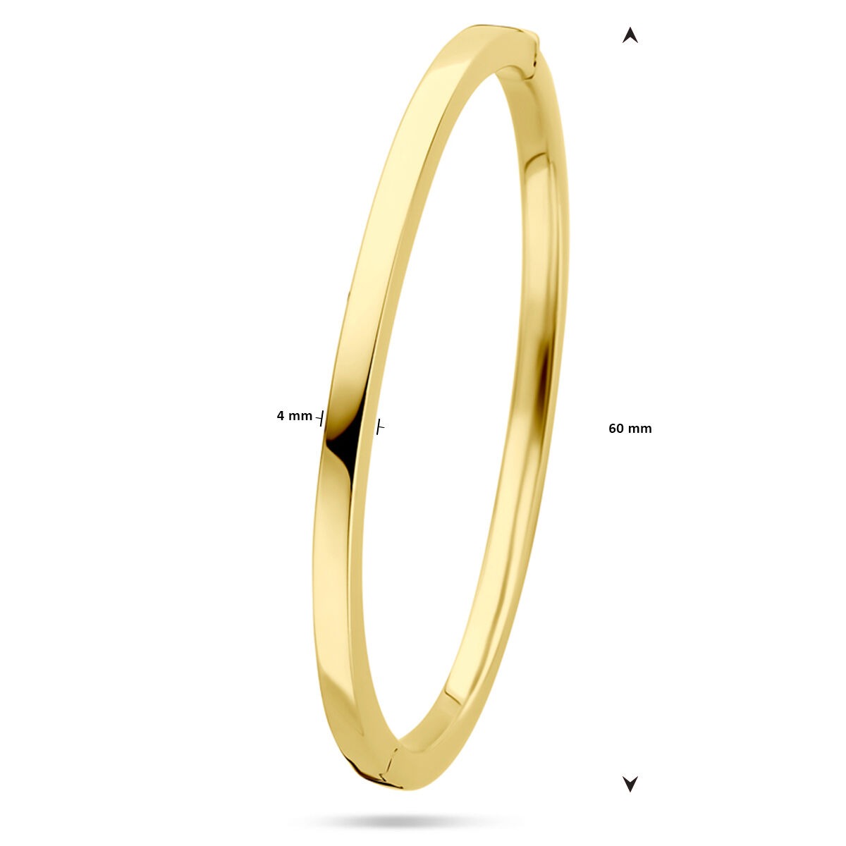 bangle de oro amarillo de 14k – 4 mm de ancho, con cierre de bisagra