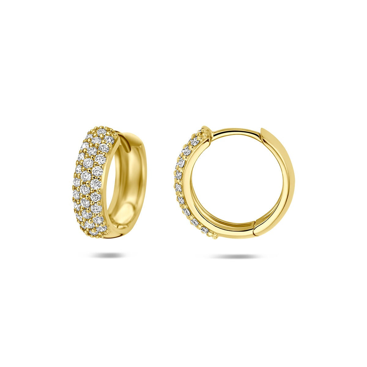 Aros de oro amarillo de 14k con diamante cultivado en laboratorio