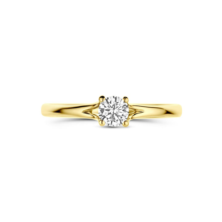 Gouden damesring met zirkonia – 14k geelgoud