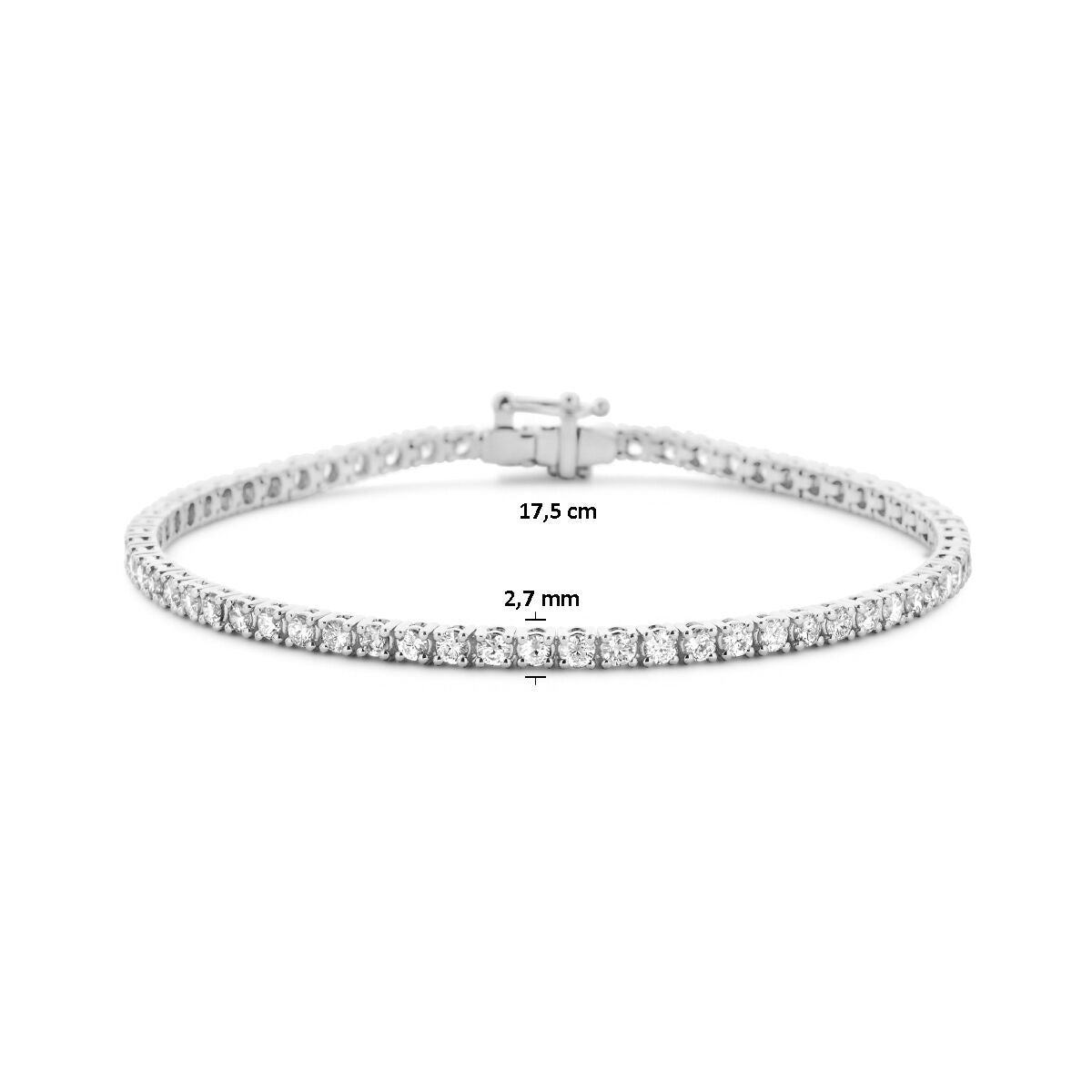 Pulsera de tenis de oro blanco de 14k con diamantes cultivados en laboratorio de 3.00ct