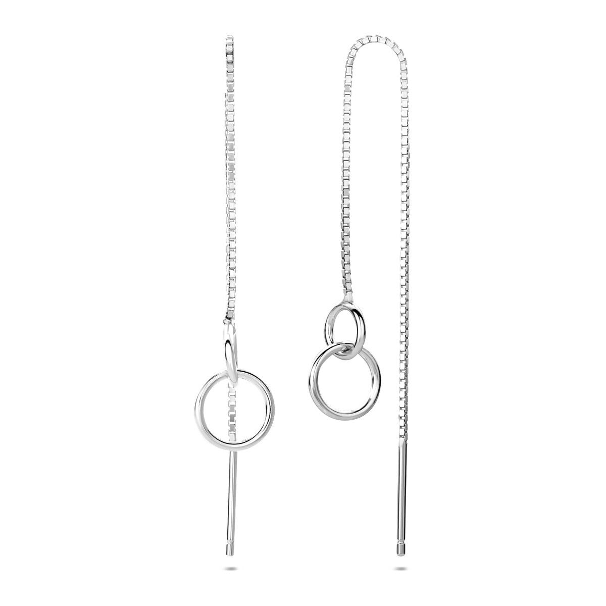 Pendientes de botón de plata rodiada