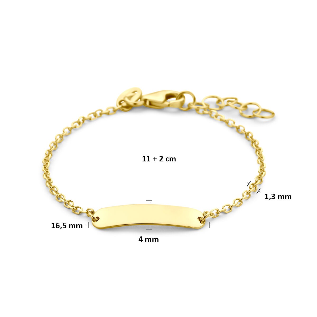 pulsera de grabado de bebé en oro amarillo de 9k