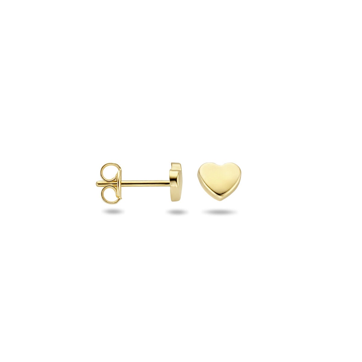 pendientes de botón de oro amarillo corazón abierto