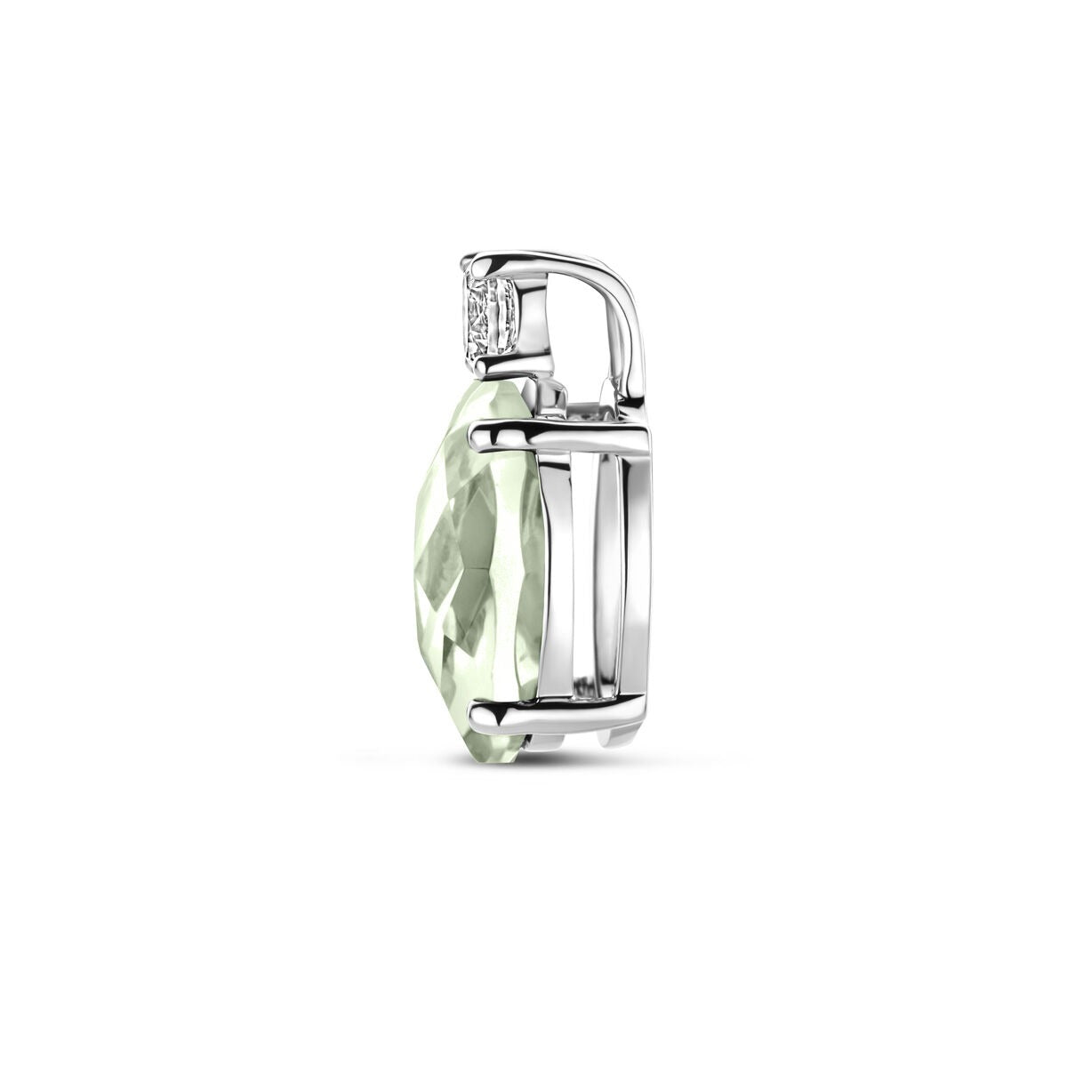 Colgante de plata con amatista verde y circonita – plata rodiada 925, 13 x 8 mm