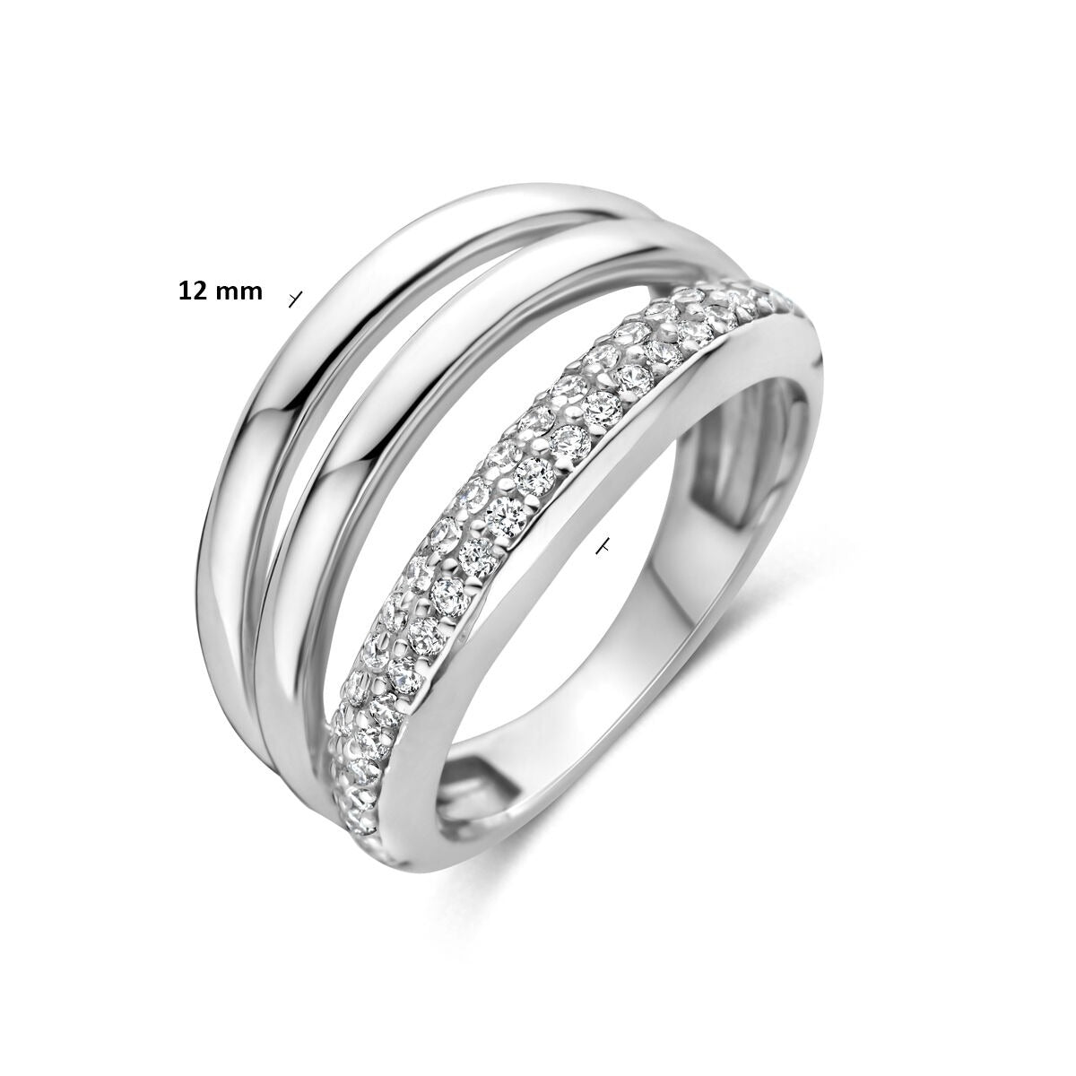Anillo de plata rodiada con pavé de circonitas 925