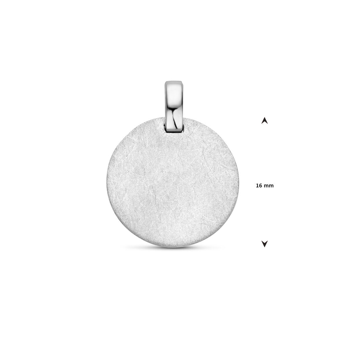 Colgante de grabado en plata rhodium con acabado mate helado