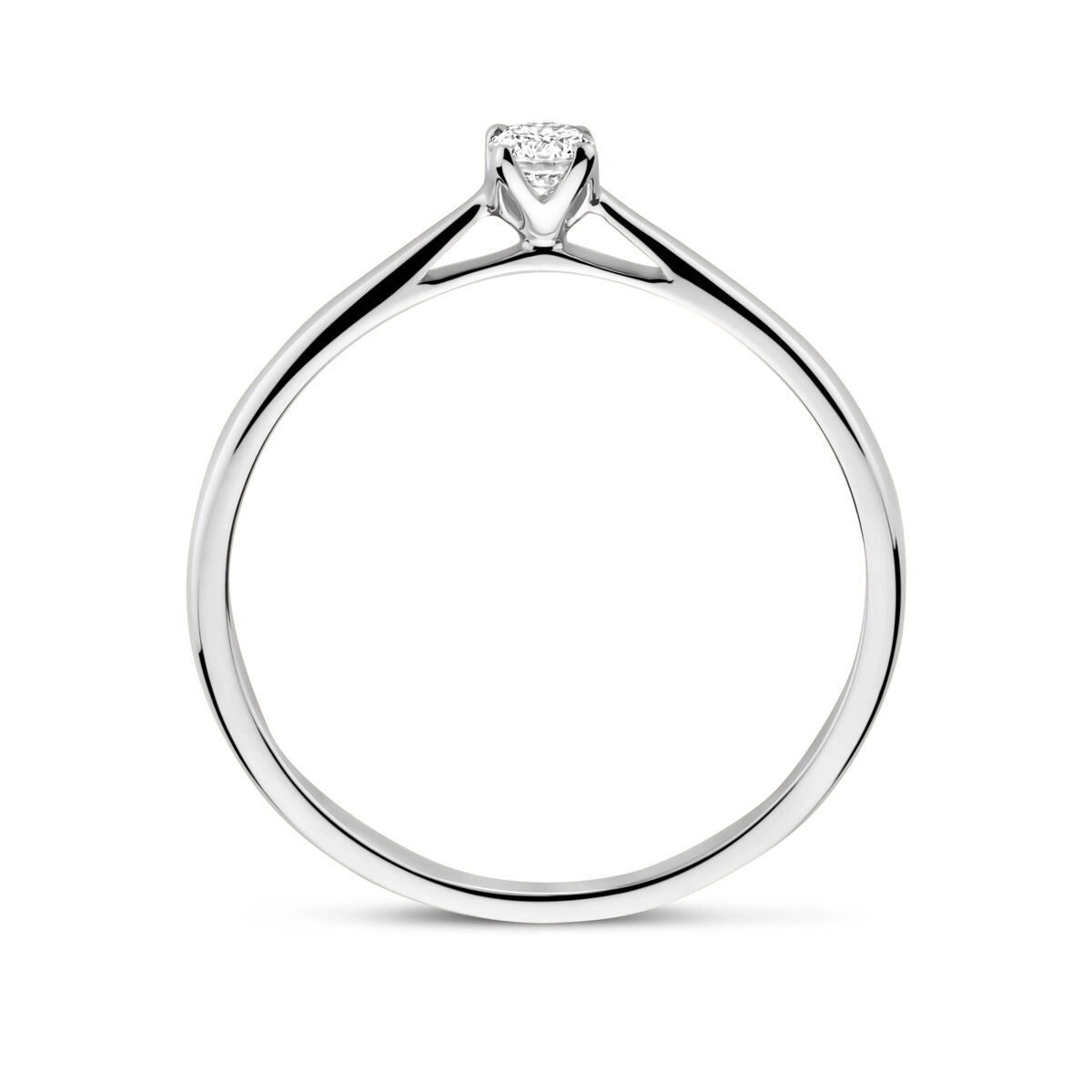 Anillo de mujer de oro blanco de 14k con diamante cultivado en laboratorio de 0.10ct