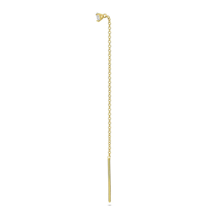 14k Geelgouden doortrekoorbel met hartvormige diamant