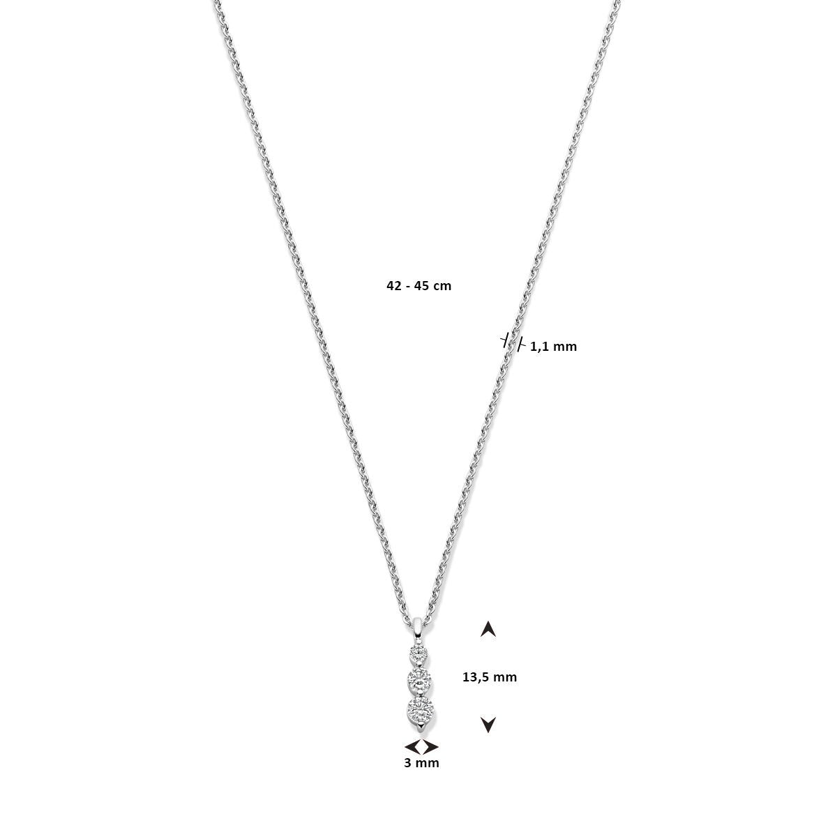 Collar de plata con circonitas – plata 925 rodiada, 42-45 cm