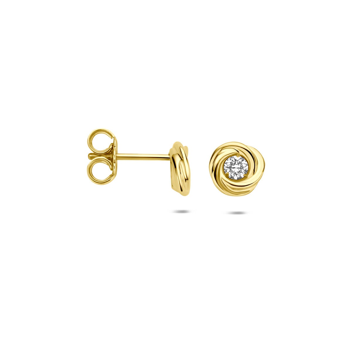 Pendientes de botón de oro amarillo con diamante cultivado en laboratorio