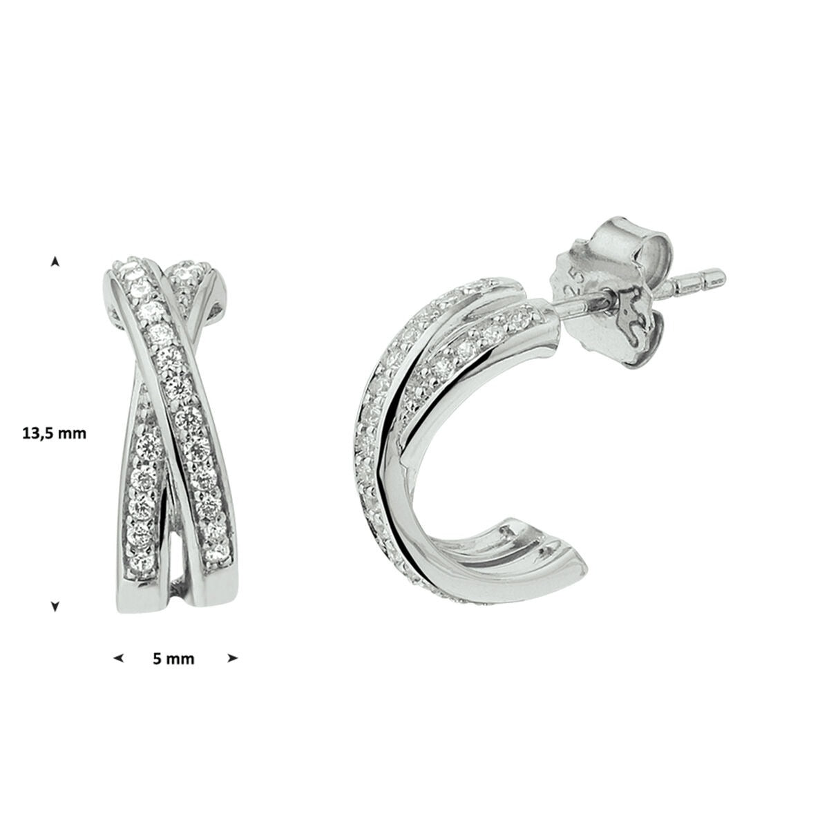 Aros de plata con circonitas – rodiado 925