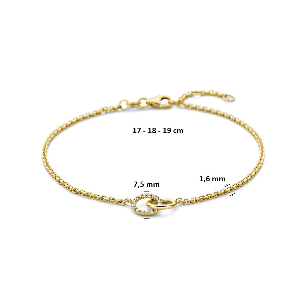 Pulsera de oro amarillo 14k con diamante cultivado en laboratorio 0.09ct