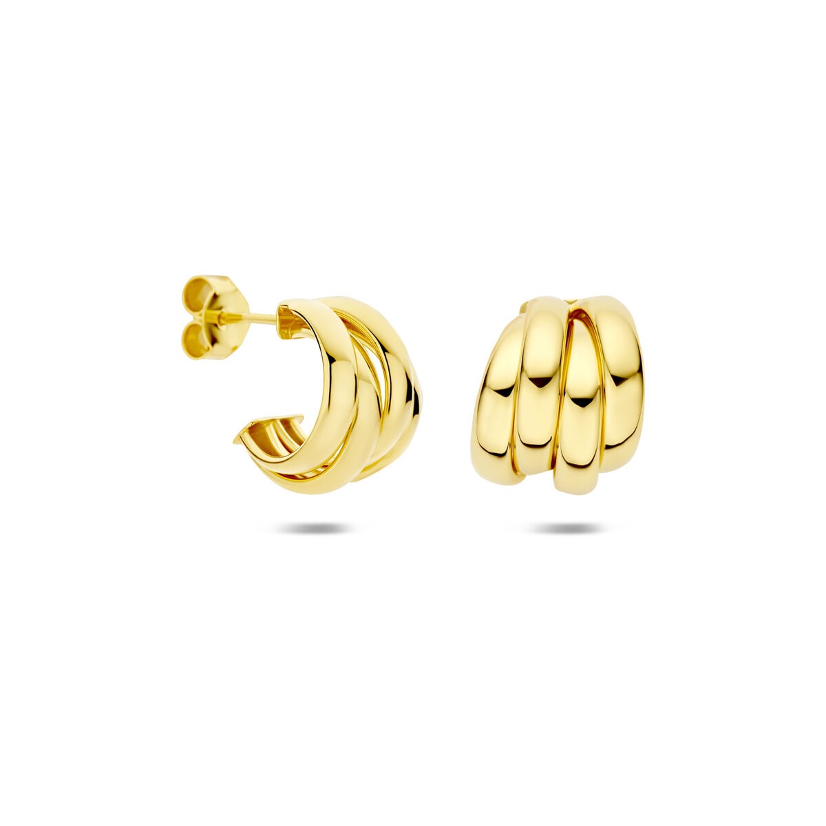 Aros chapados en oro de plata 925 15 x 12.5 mm