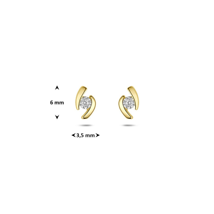 9k Geelgouden oorknopjes met zirkonia