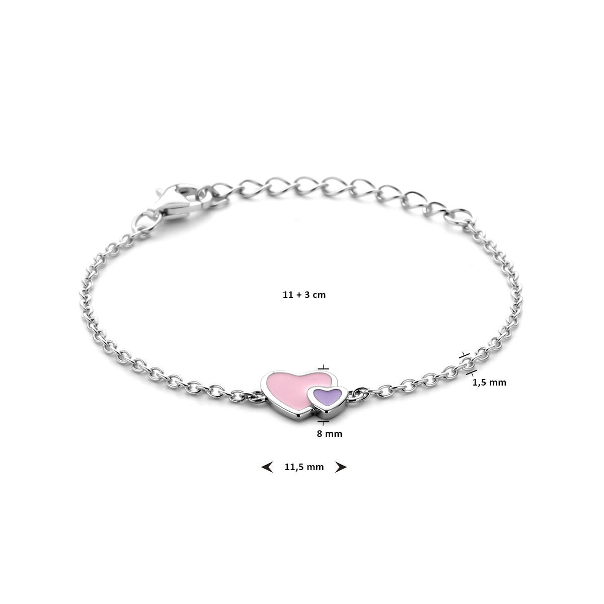 Pulsera infantil de plata con corazones – plata 925 rodiada
