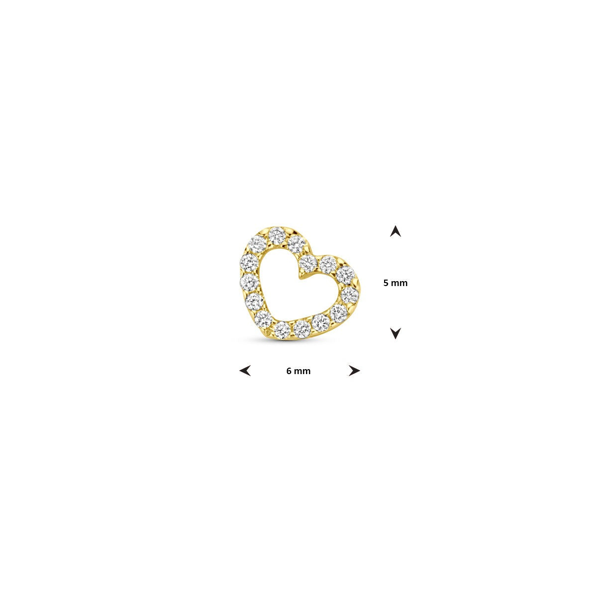 Colgante de corazón en oro amarillo de 14k con diamante