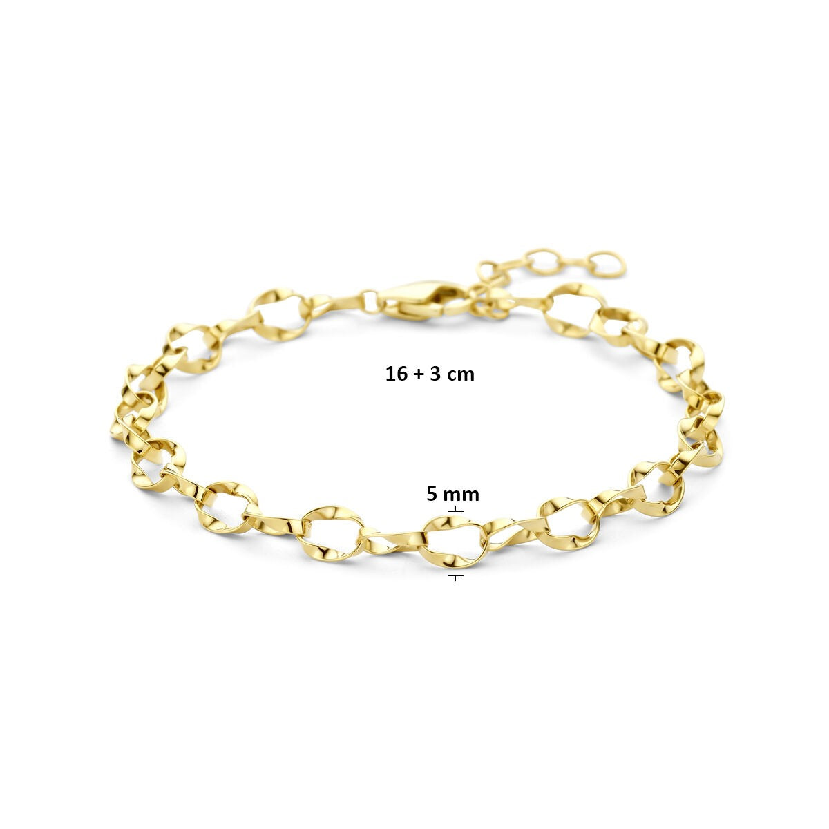 Pulsera de eslabones de ancla de oro amarillo de mujer