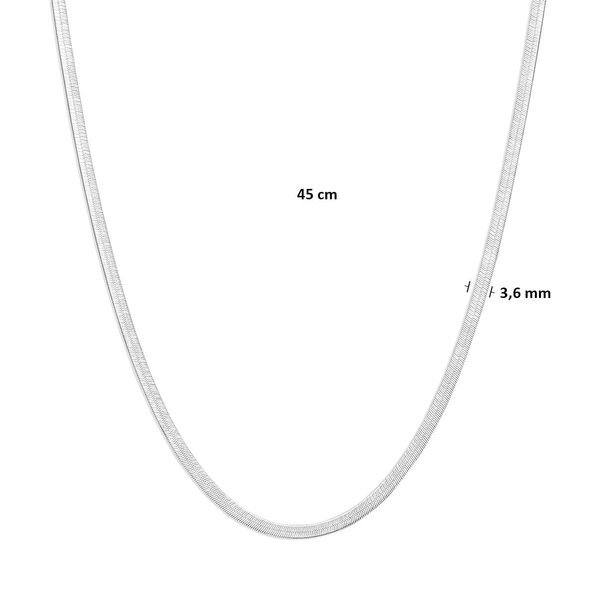collar serpiente plano 3,6 mm 45 cm plata rodiado