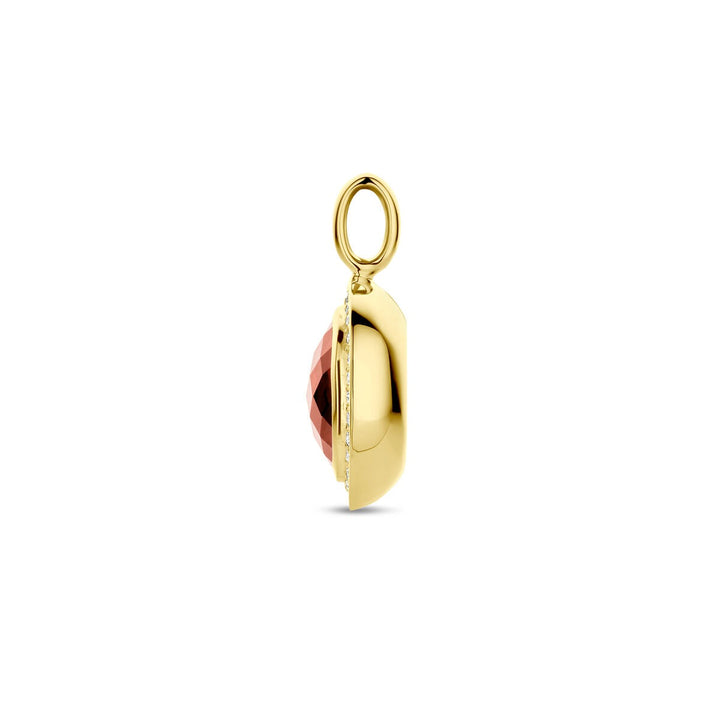 Gouden hanger – 14k met granaat en diamant