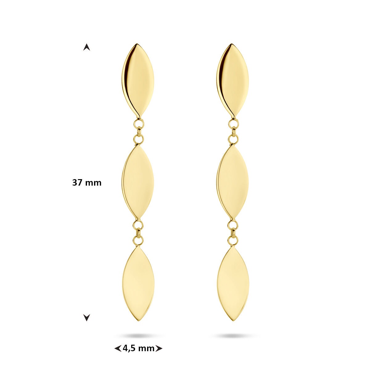 pendientes 37 mm 14K oro amarillo