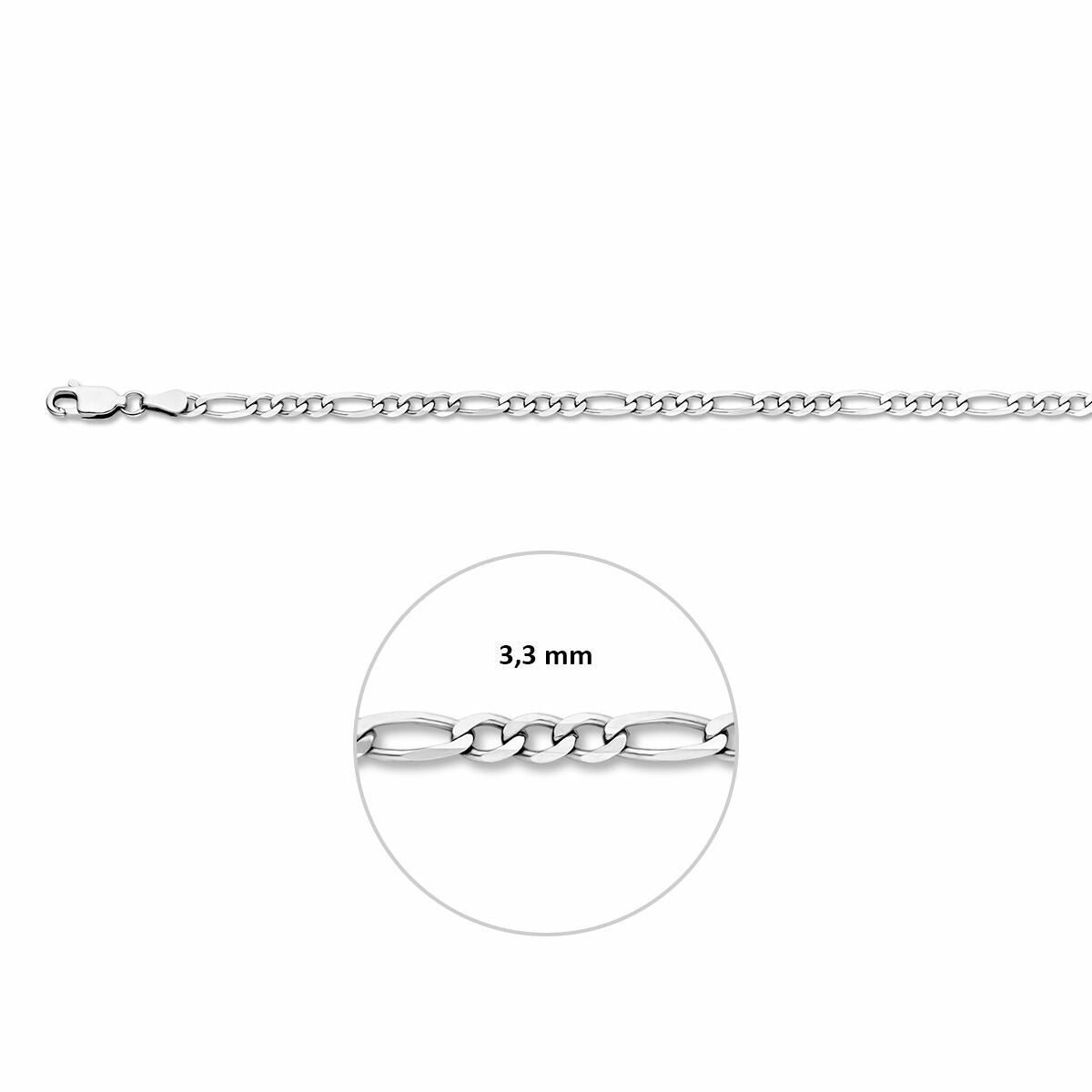 Collar de plata figaro de mujer – 3.3 mm