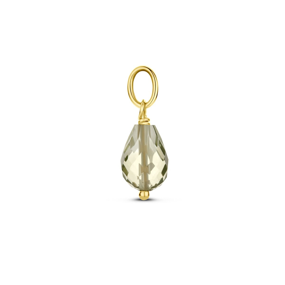 colgante de oro amarillo de 14k con amatista verde – tallada en briolette