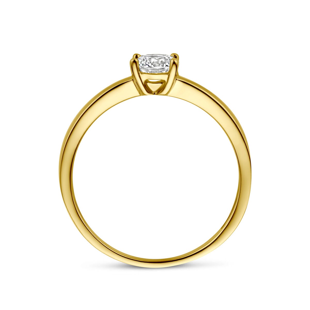Anillo chapado en oro amarillo de plata 925 con circonitas