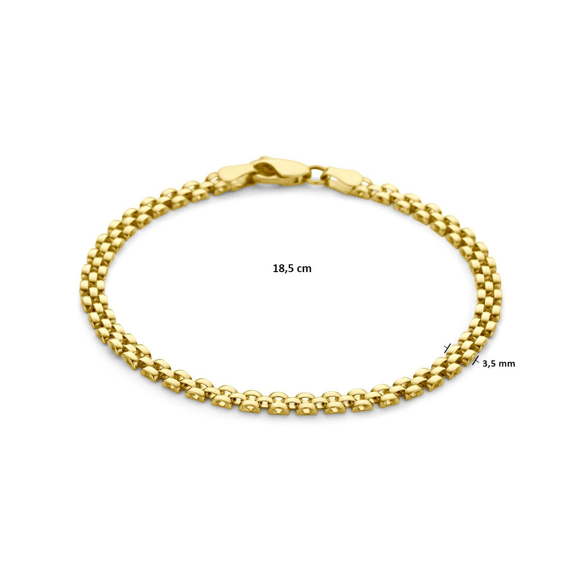 Pulsera de eslabones de pantera de oro amarillo 9k 18,5 cm