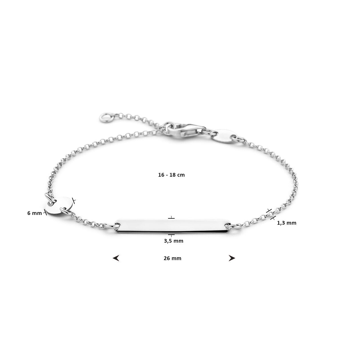 Pulsera de mujer de plata rodiada con círculo
