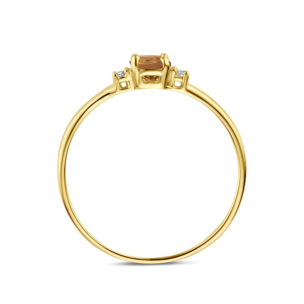 14k Geelgouden ring met citrien en zirkonia